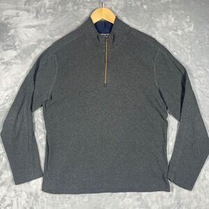 Robert Graham Mens Quarter Zip Pullover Sweater Charcoal Gray Classic Fit Medium